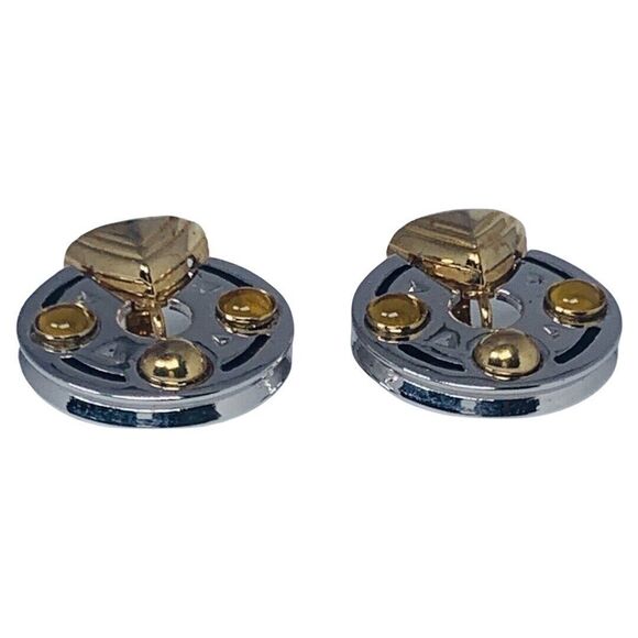 Piscitelli   Designer Gold Door Knocker Clip On Earrings 1" Silver & Gold - Picture 16 of 16